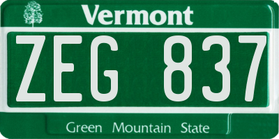 VT license plate ZEG837