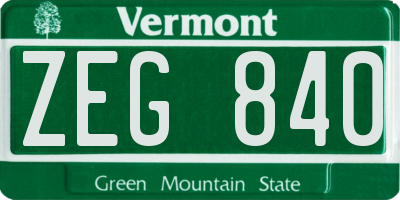 VT license plate ZEG840