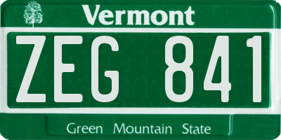 VT license plate ZEG841