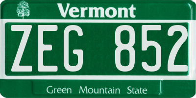 VT license plate ZEG852