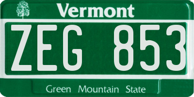 VT license plate ZEG853