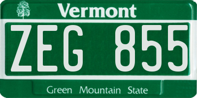 VT license plate ZEG855