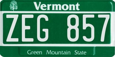 VT license plate ZEG857