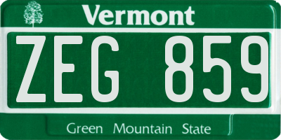 VT license plate ZEG859