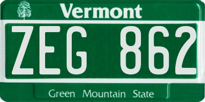 VT license plate ZEG862