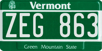 VT license plate ZEG863