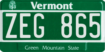 VT license plate ZEG865