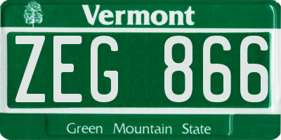 VT license plate ZEG866