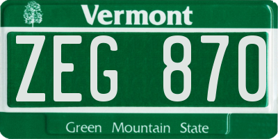 VT license plate ZEG870
