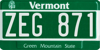 VT license plate ZEG871
