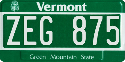VT license plate ZEG875