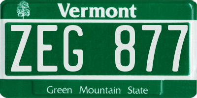 VT license plate ZEG877