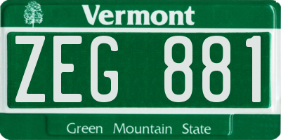 VT license plate ZEG881