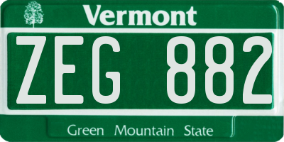 VT license plate ZEG882