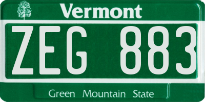 VT license plate ZEG883