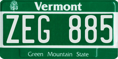 VT license plate ZEG885