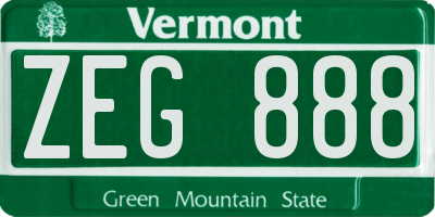 VT license plate ZEG888