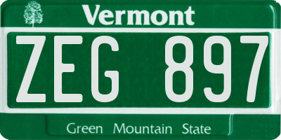 VT license plate ZEG897