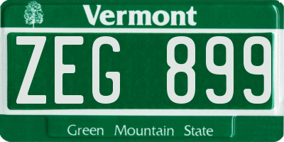 VT license plate ZEG899