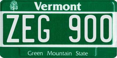 VT license plate ZEG900