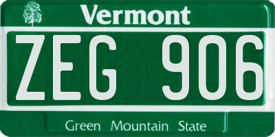 VT license plate ZEG906