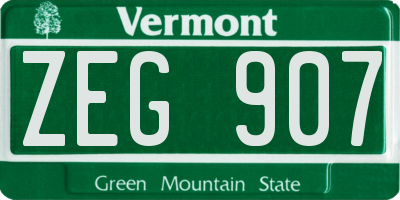 VT license plate ZEG907