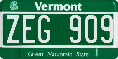 VT license plate ZEG909
