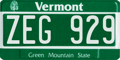 VT license plate ZEG929