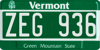 VT license plate ZEG936