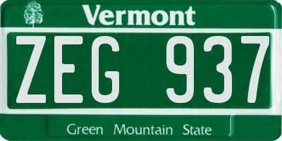 VT license plate ZEG937
