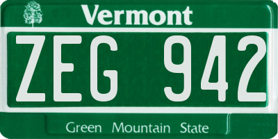 VT license plate ZEG942