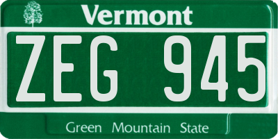 VT license plate ZEG945