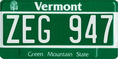 VT license plate ZEG947