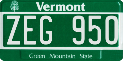 VT license plate ZEG950
