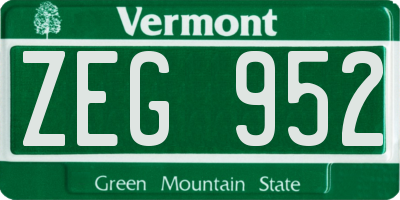 VT license plate ZEG952