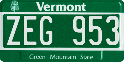 VT license plate ZEG953