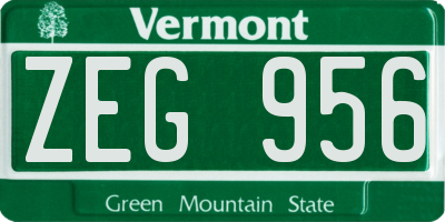 VT license plate ZEG956