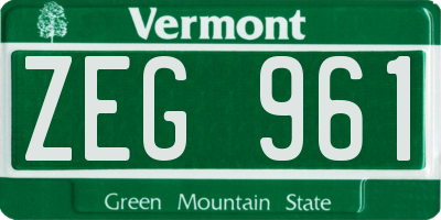 VT license plate ZEG961
