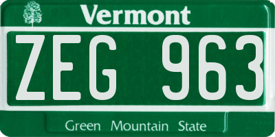 VT license plate ZEG963