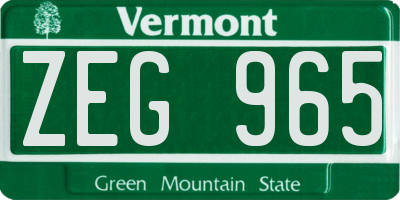 VT license plate ZEG965