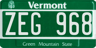 VT license plate ZEG968