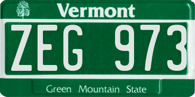 VT license plate ZEG973