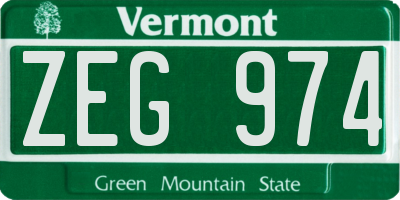VT license plate ZEG974