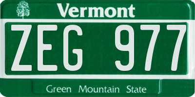 VT license plate ZEG977