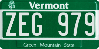 VT license plate ZEG979