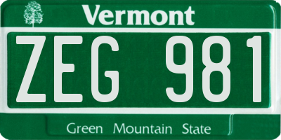 VT license plate ZEG981