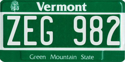 VT license plate ZEG982