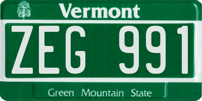 VT license plate ZEG991