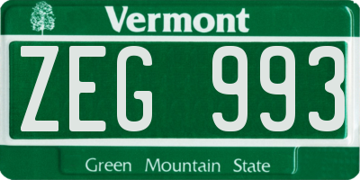 VT license plate ZEG993
