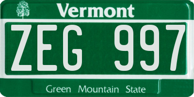 VT license plate ZEG997